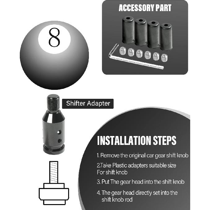 YAKEFLY Universal Gear Shift Connector, Aluminum Automatic Shifter Adapter, Non-Threaded Manual Gear M12x1.25 (Black)