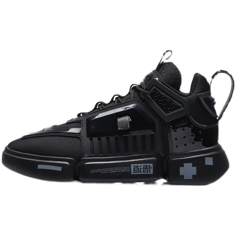 Li Ning Wu Dao Удобные спортивные повседневные туфли средней высоты Мужские повседневные туфли черного цвета AGBQ117-5