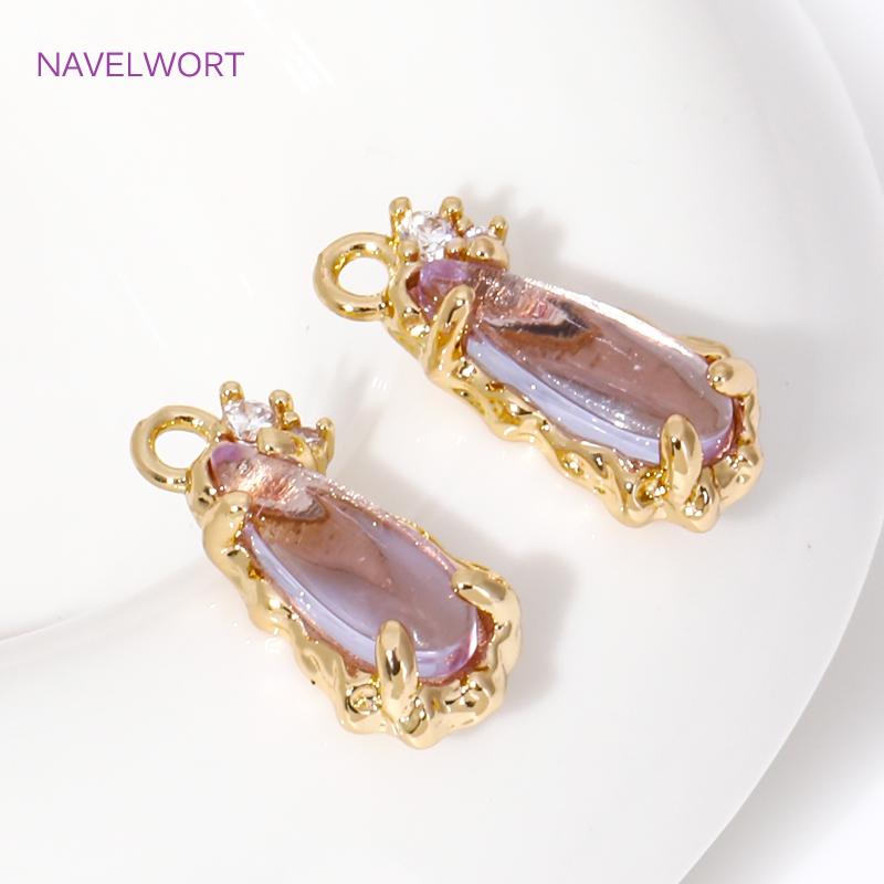 7mm*15.5mm Pendants For Jewelry 18K Gold Plated Teardrop Crystal Charms For Earrings Making,DIY Jewelry Making Accessories