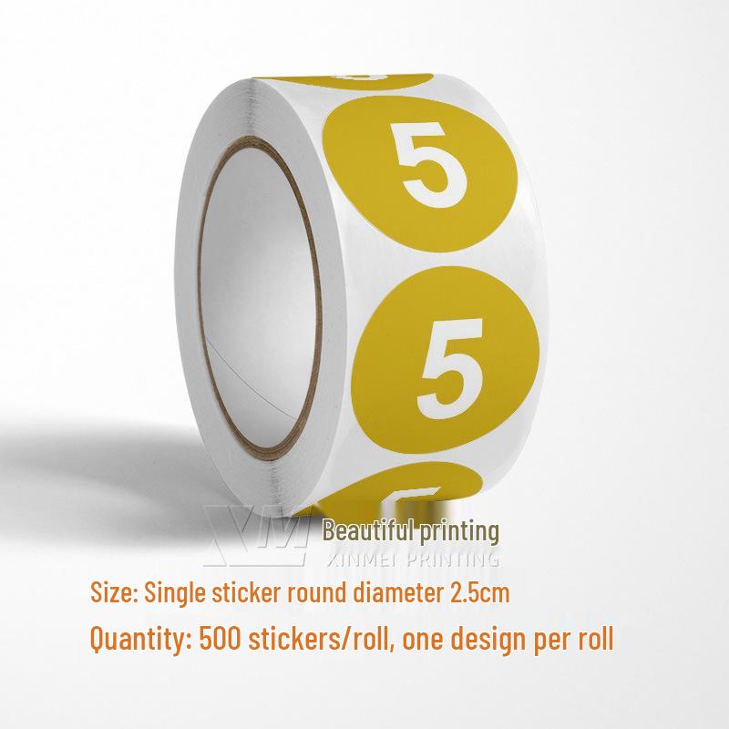 Самоклеящиеся круглые наклейки с номерами 1-33 – Цветные этикетки-идентификаторы в рулоне