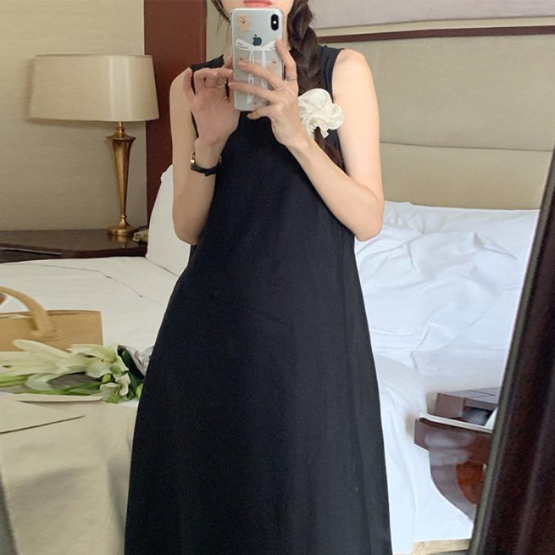 Платье без рукавов French Temperament, детское летнее платье Senior Sense Halterback Loose