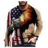 New 3D Printed Street Trendy Loose Casual Men's Round Neck Long Sleeved T-shirt