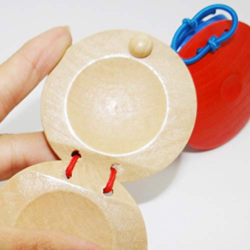 Origin Wooden Castanets, Gentle on the Hands, Educational Castanets for Kindergarten and Elementary School Children, Rhythm Learning, Gift Set of 2 (R