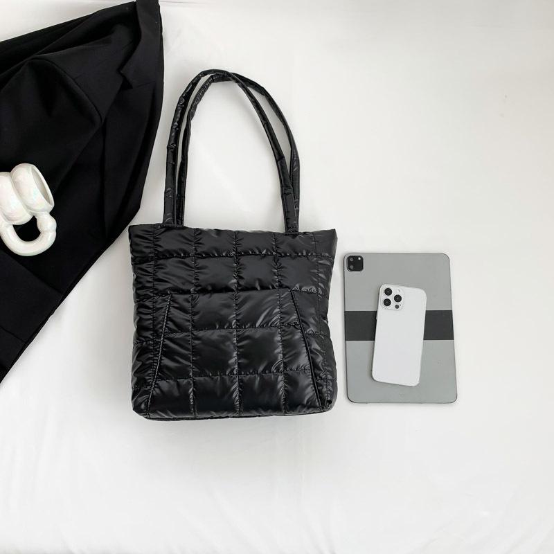 Высококачественная зимняя сумка-тоут большой вместимости, модная стеганая сумка с перьевым наполнителем, женская сумка под мышку, стеганая однотонная сумка через плечо KTB