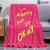 Hot Pink Yellow Positive Ultra Soft Sherpa Fleece Blanket Fluffy Warm Halloween Cozy Throw for Sofa Couch Bedroom All Season