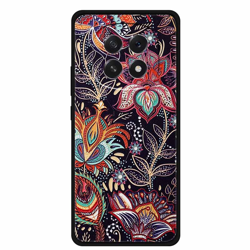 For Oppo A5 5G Phone Case 3D Relief Emboss Flowers Back Cover Black TPU Silicone Soft Case For Oppo A 5 PKQ110 Cases 6.7" Fundas