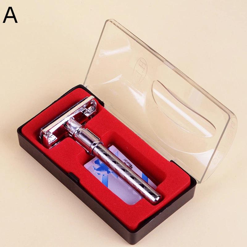 Double Edge Classic Men's Shaving Razor Portable Manual Beard Shaver for Outdoor Camping Grooming Use
