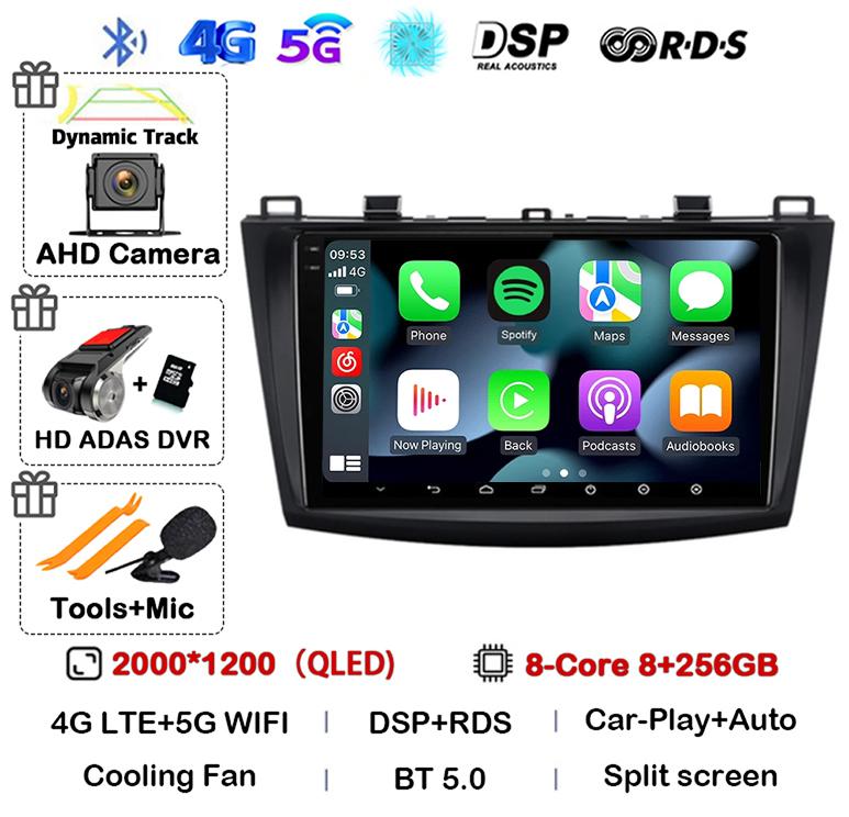 Android 14 Carplay Auto Для Mazda 3 2009 2010 2011 2012 2013 Автомагнитола Мультимедийный плеер Стерео Видео Аудио GPS Головное устройство WIFI