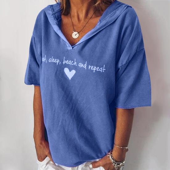 Летние однотонные женские толстовки с короткими рукавами и принтом сердца с буквенным принтом, футболка с капюшоном