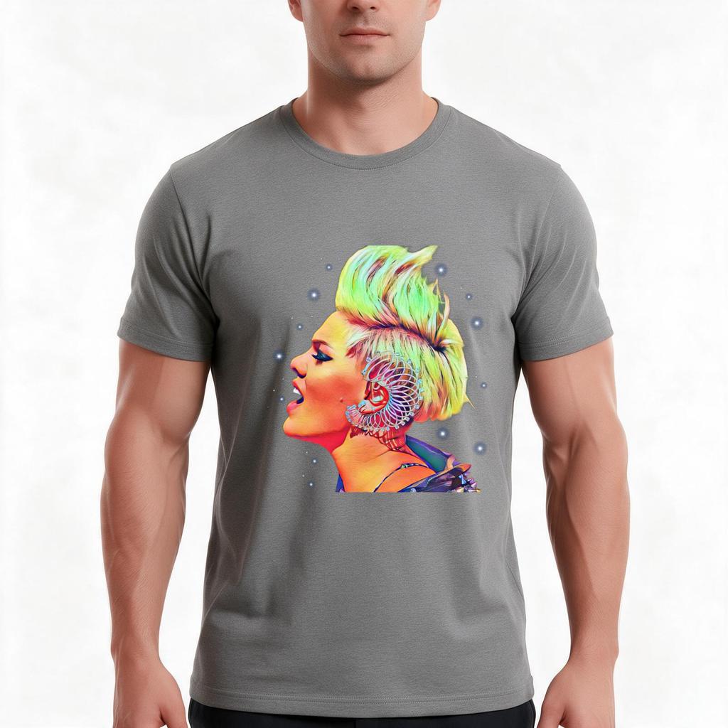 Pink Beautiful Trauma 2019 Illustration Tshirt Summer Casual Cotton Tee Oversized Streetwear Tops Vintage Graphic Print