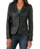 Black Real Lambskin Genuine Women Button Stylish Classic Blazer Leather Party