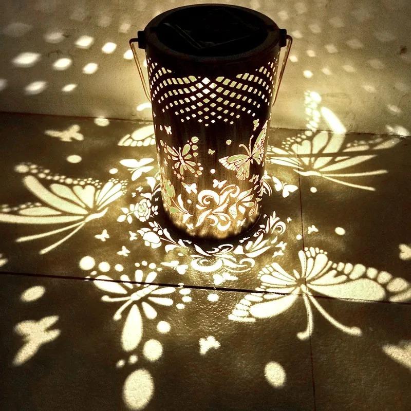 Солнечный светильник-тень бабочки IP65 Водонепроницаемый Проекционный Солнечный Садовый Светильник Солнечный Подвесной Фонарь Светильник Украшение для Сада на Открытом Воздухе