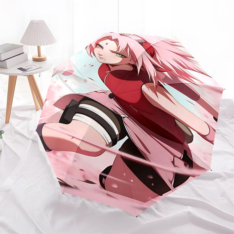Naruto Cherry Blossom Rain Umbrella: Automatic Opening/Closing, Foldable Design, Outdoor Use, Festival Gift for Fans and Travelers0104021a