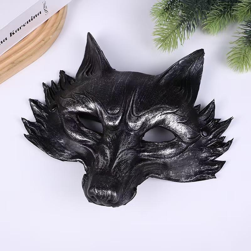 Masquerade Ball Party PU Foam Animal Black Gold Fox Mask