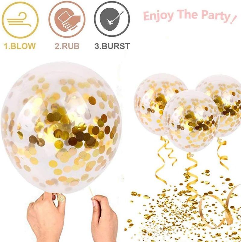 Glitter Confetti Latex Balloons Romantic Wedding Decoration Gold Clear Airballoon Birthday Party Decoration Festival Baby Shower