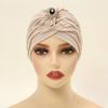 1PC Sunscreen Hijab Summer Breathable India Cap Retro Muslim Headscarf Fashion Turban Hat Sparkling Rhinestone Solid Color