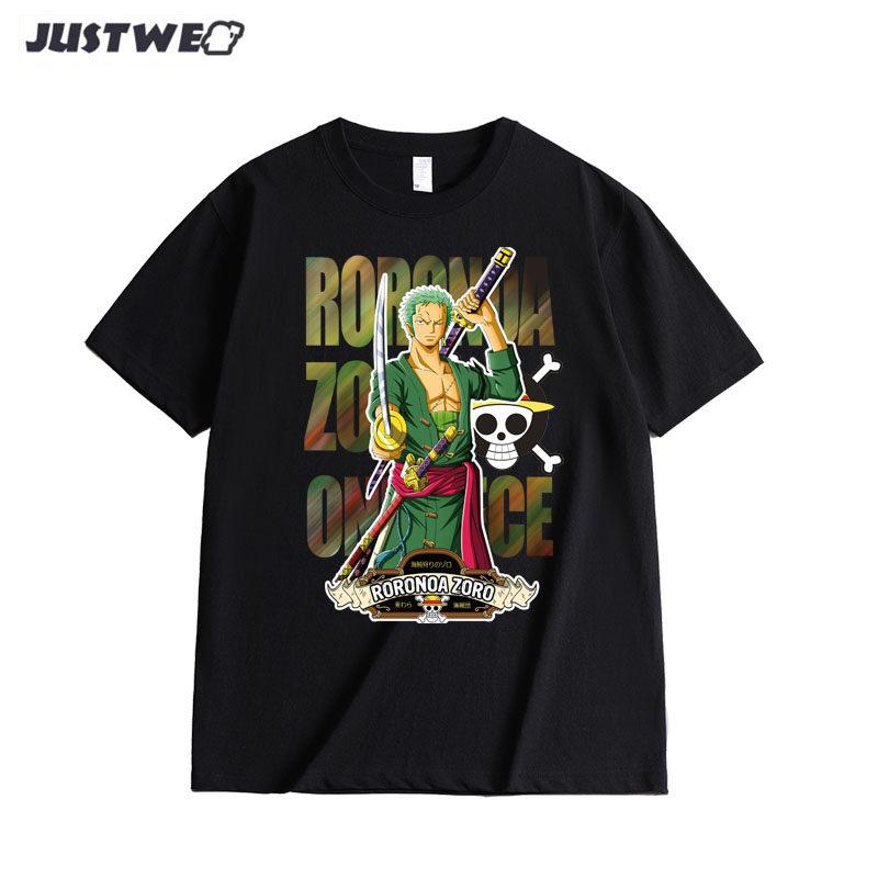 Anime Style One Piece Road Feisuolonuo Pure Cotton Printed Fashionable Unisexs and Womens Clothing New Loose Casual Tshirt