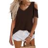 Женская летняя модная повседневная однотонная футболка с v-образным вырезом и коротким рукавом, топ
