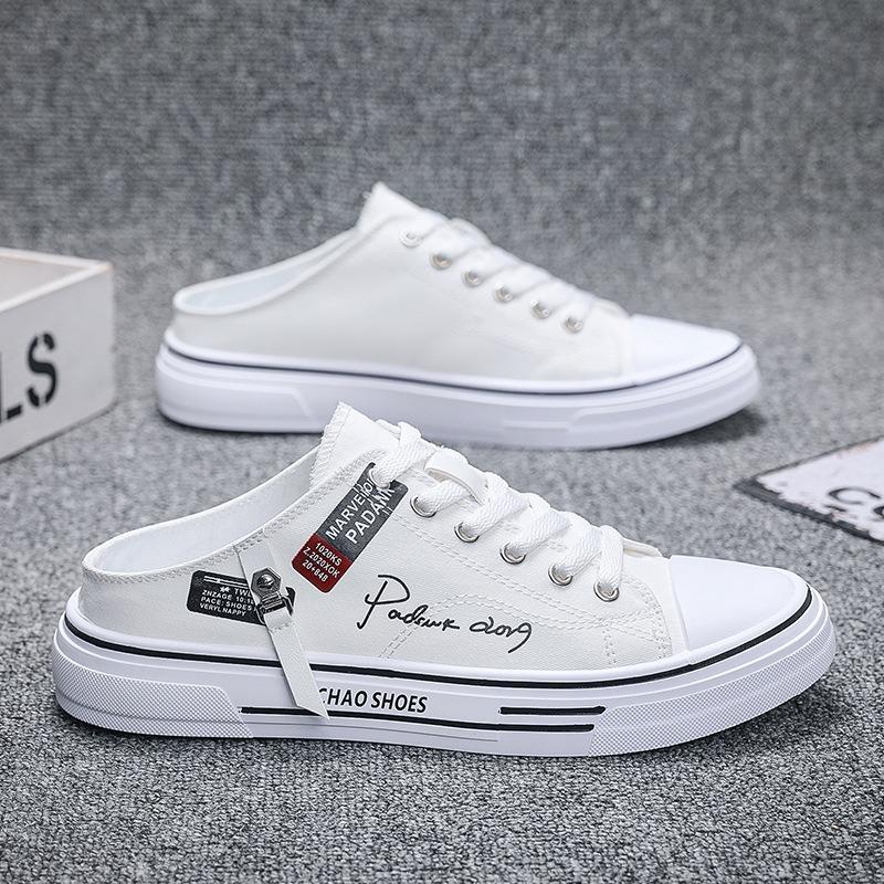 Autumn New Breathable Bag Head Drag Men's Canvas Shoes Casual Men's Shoes Half Drag Student Tide Shoes
