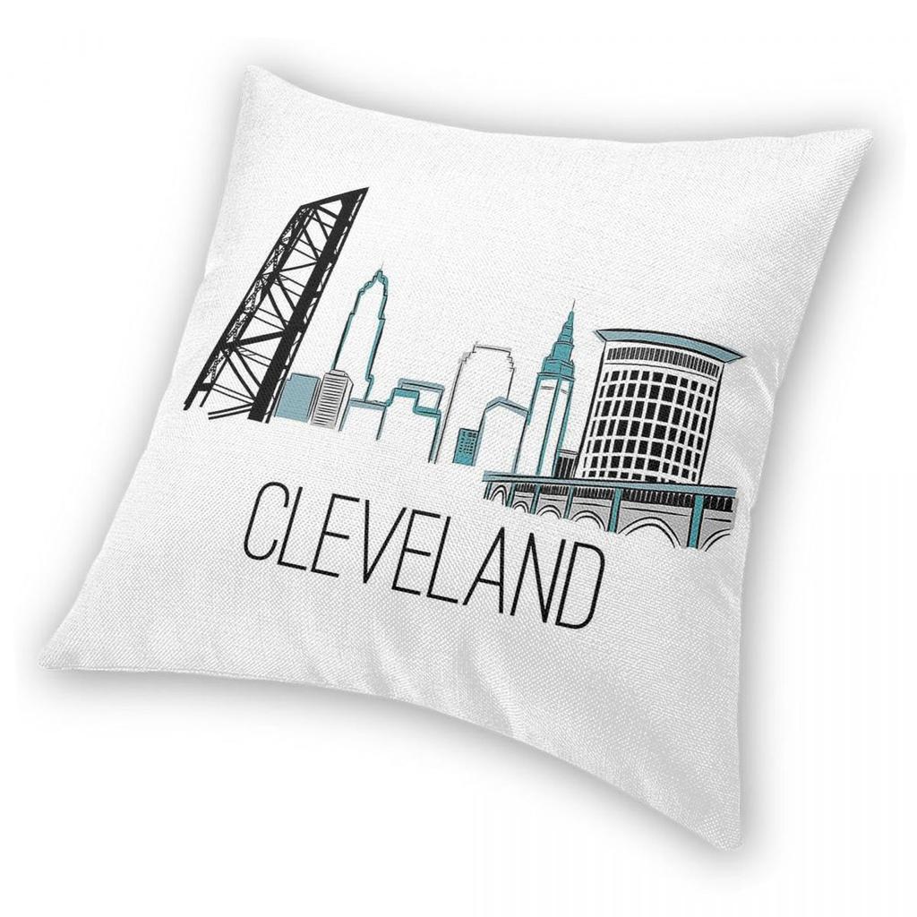Cleveland City Skyline Pillowcase Polyester Linen Velvet Pattern Zip Decor Throw Pillow Case Home Cushion Cover
