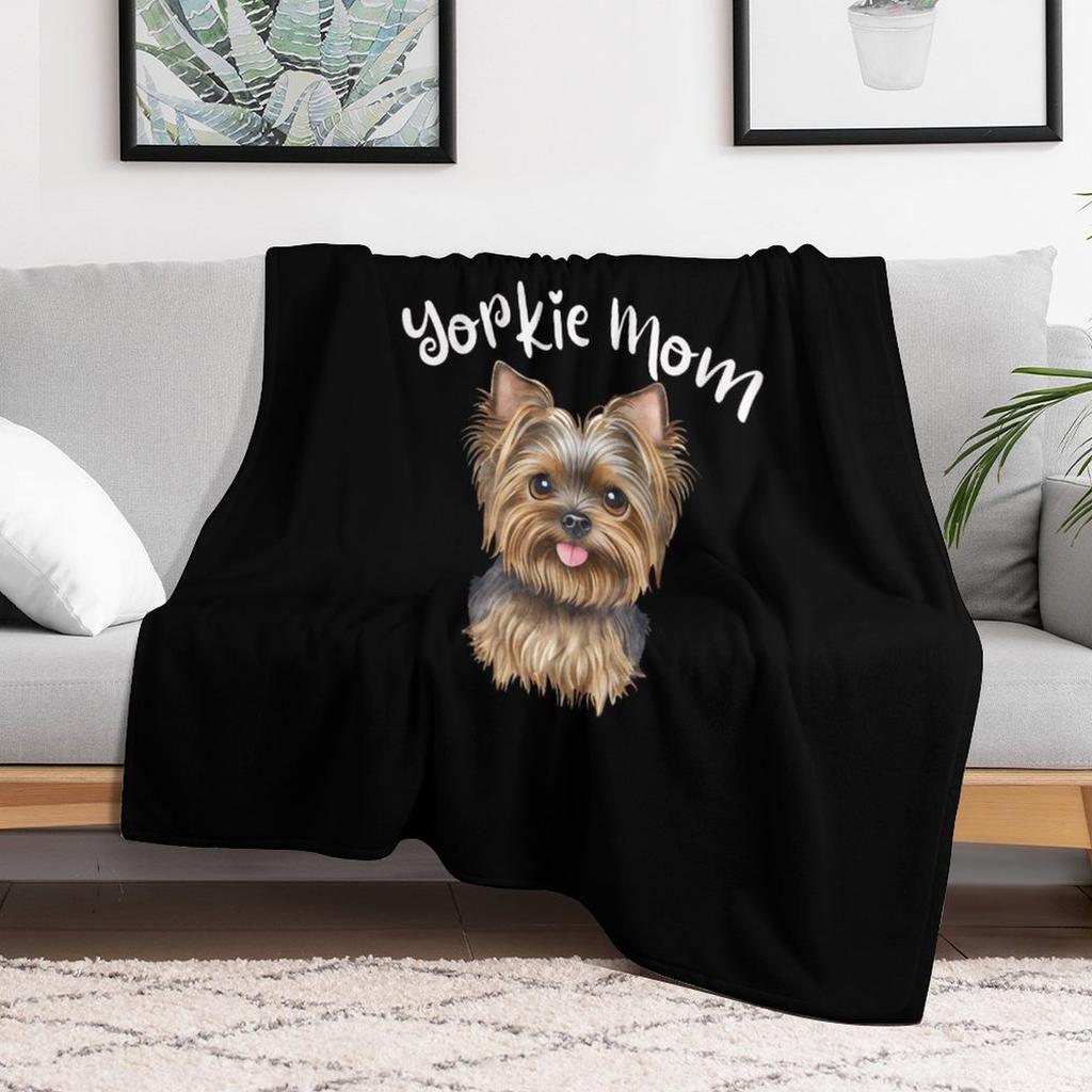 Yorkie Mom Throw Blanket Plush Fuzzy Cozy Blanket for Couch Sofa