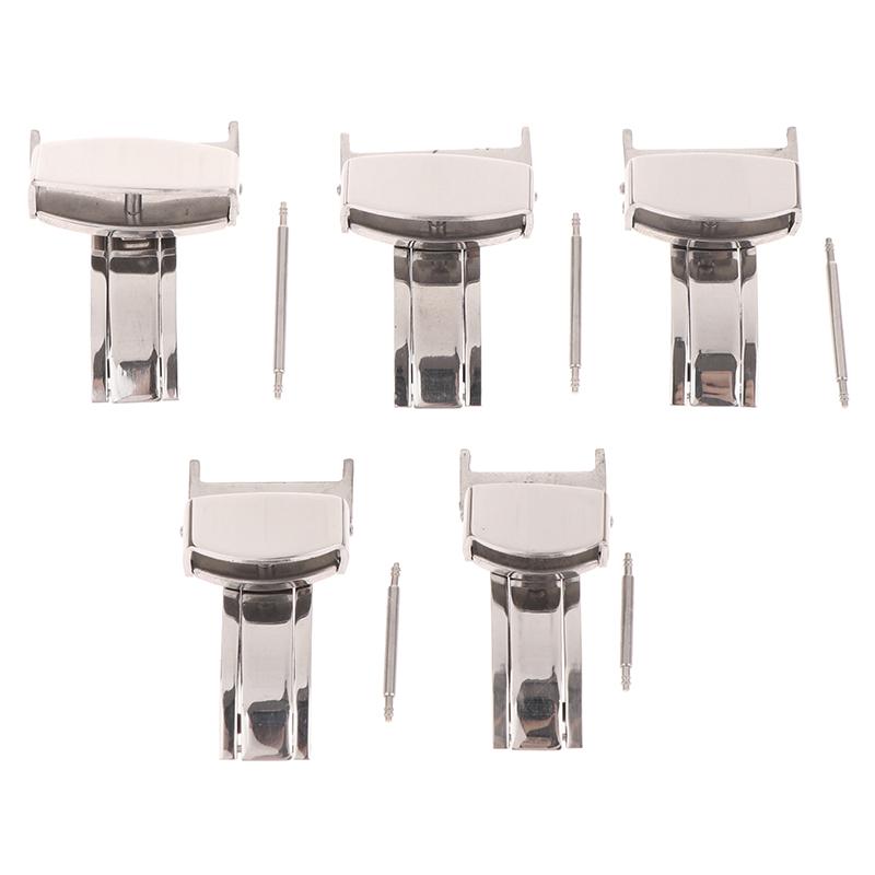 Раскладывающаяся застежка-бабочка из нержавеющей стали для часов 14 мм, 16 мм, 18 мм, 20 мм, 22 мм, застежки для часов, раскладывающиеся пряжки, застежка на кнопке