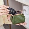 Retro Clip Change Bag, New Compact Portable Key Bag, Solid Color Versatile Coin Storage Bag.