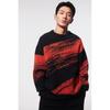 H M Loose Fit Jacquard Knit juMper Black Red Pattern