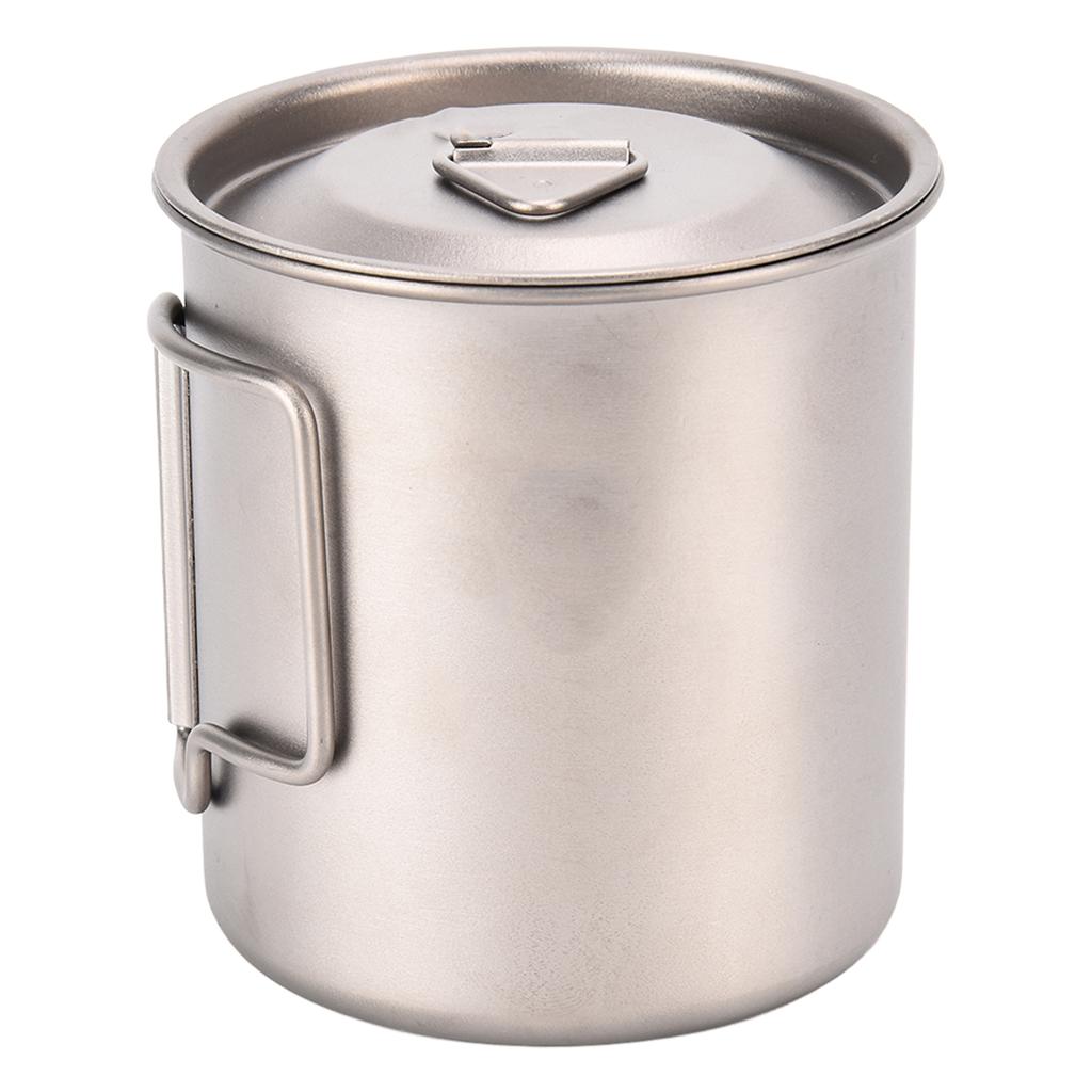 Titanium Cup 420ml High Temperature Resistance Portable Outdoor Camping Mug with Lid Folding Handle
