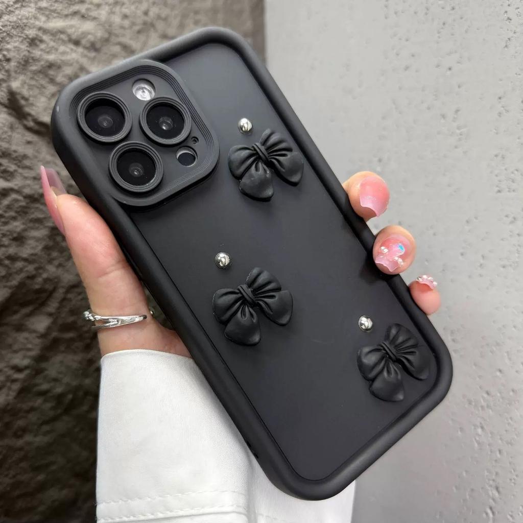 Милый 3D чехол для телефона с бантом и жемчугом для iPhone 15 14 13 Pro Max, розовый, противоударный