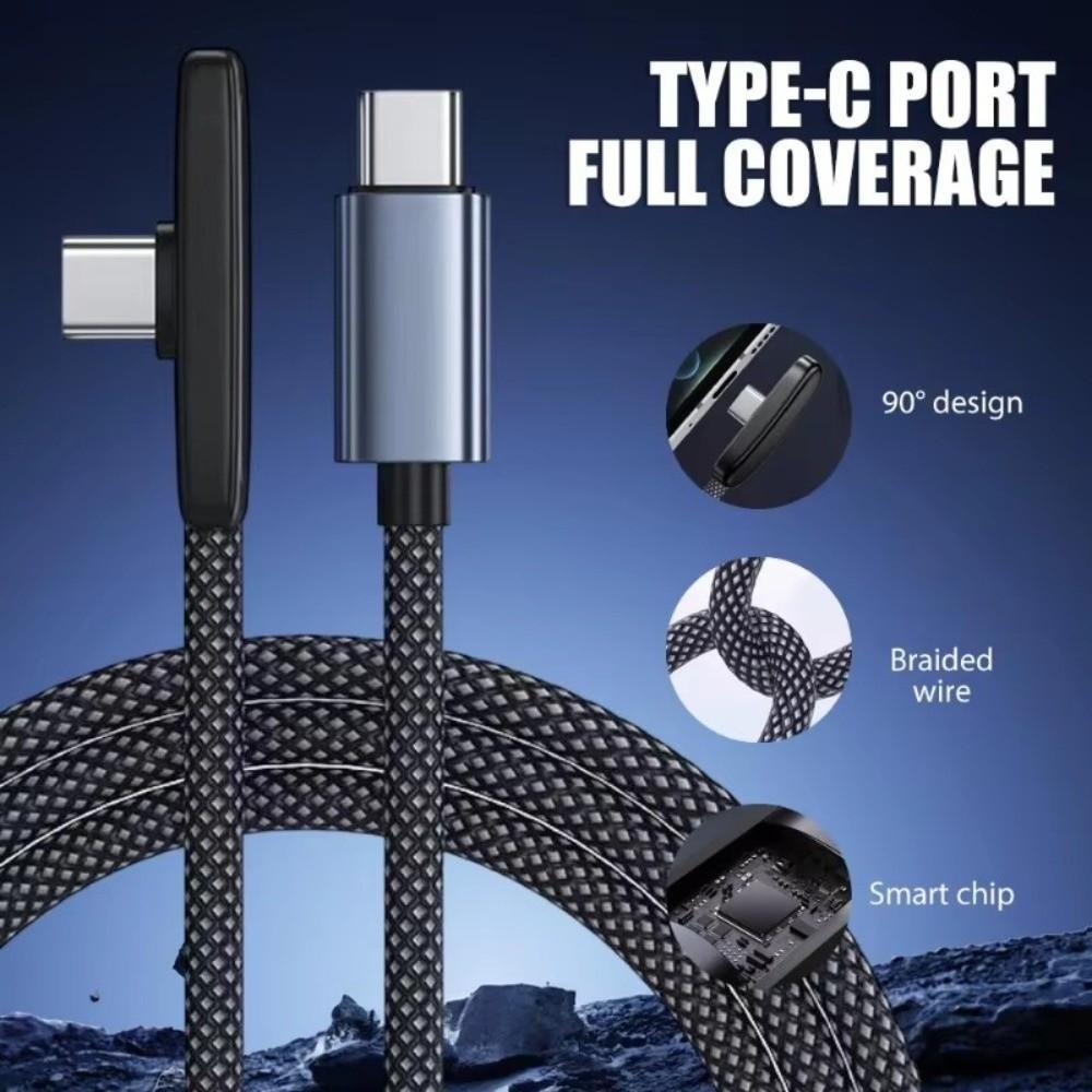 Right Angle 100W Super Charging Cable 90 Degree Data Transfer Cables Portable Type C Cable