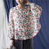 Johnature Женские винтажные рубашки с цветочным принтом, топы, блузки с длинными рукавами и пуговицами, осенние женские рубашки Ramie