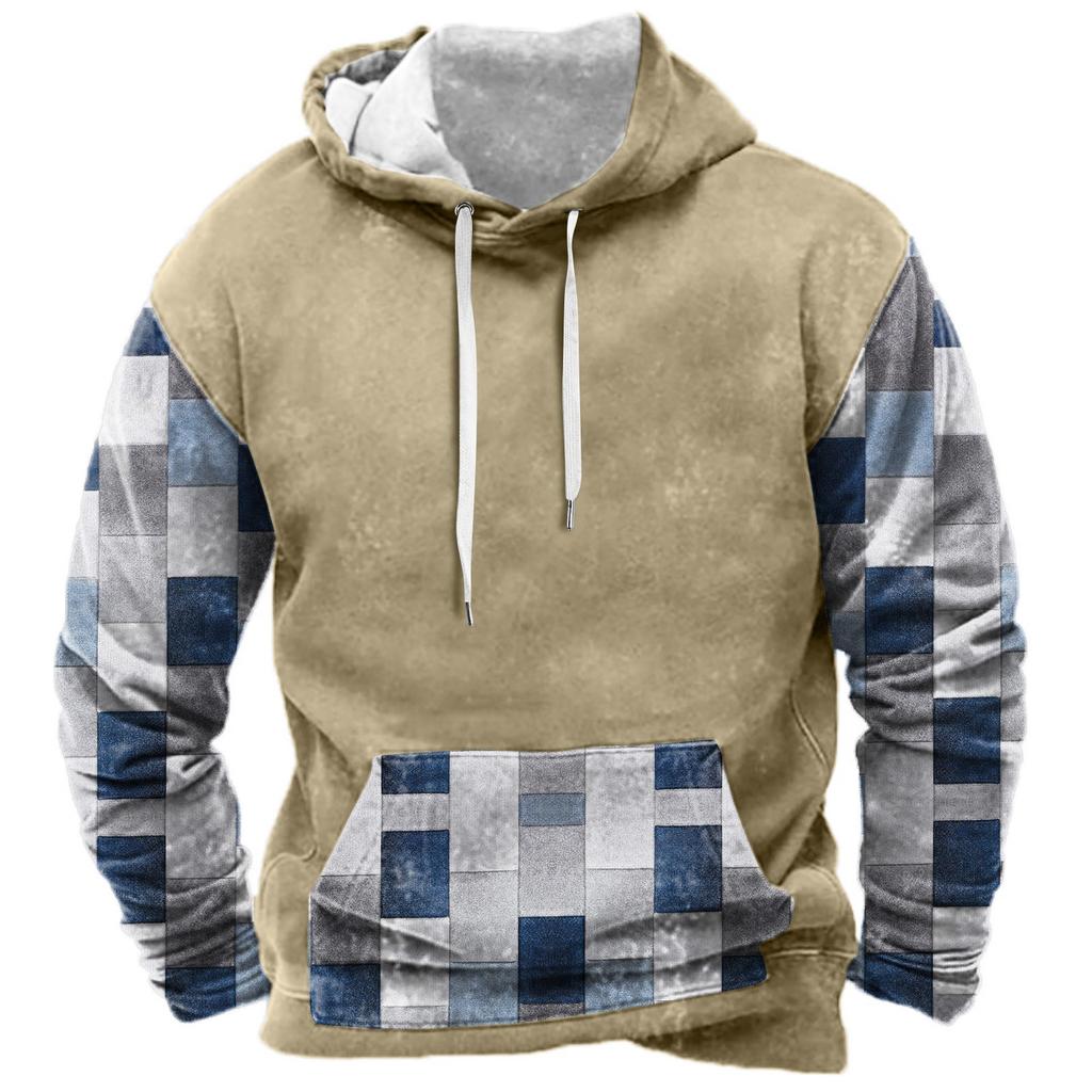 Осенний мужской свитер с большим капюшоном и цифровым принтом, новый большой базовый свитер