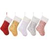 Sequins Plush Christmas Socks with Lanyard Portable Christmas Gift Bags Xmas Decoration for Fireplace and Christmas