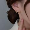 1 Pair Stud Earrings Four Claws Row Rhinestone Jewelry Appearance Korean Style