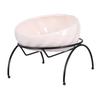 1Set Pet Ceramic Bowl Dog Cat Food Feeder Iron Frame Rack Stable Non-Slip Elevated Water Feeding Bowl Pale Pink Comfortable Neck