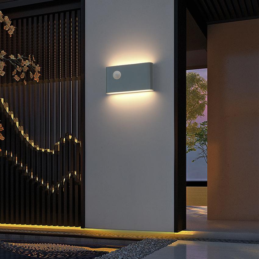 12W LED Outdoor Motion Sensor Waterproof Wall Lamps Up and Down Aluminum Wall Lights for Garden Courtyard Lighting Fixtures