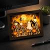Seasonal Shelf Accents Ghost Photo Frame Lamp, Halloween Lighted Shadow Box, Gothic Style Bedroom Accessories Skeleton Table Centerpiece for