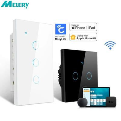 Siri Homekit WiFi Умный Настенный Выключатель Света Сенсорное Управление Стеклянная Панель Пульт Дистанционного Управления Через Google Home Alexa MFI Выключатель Apple