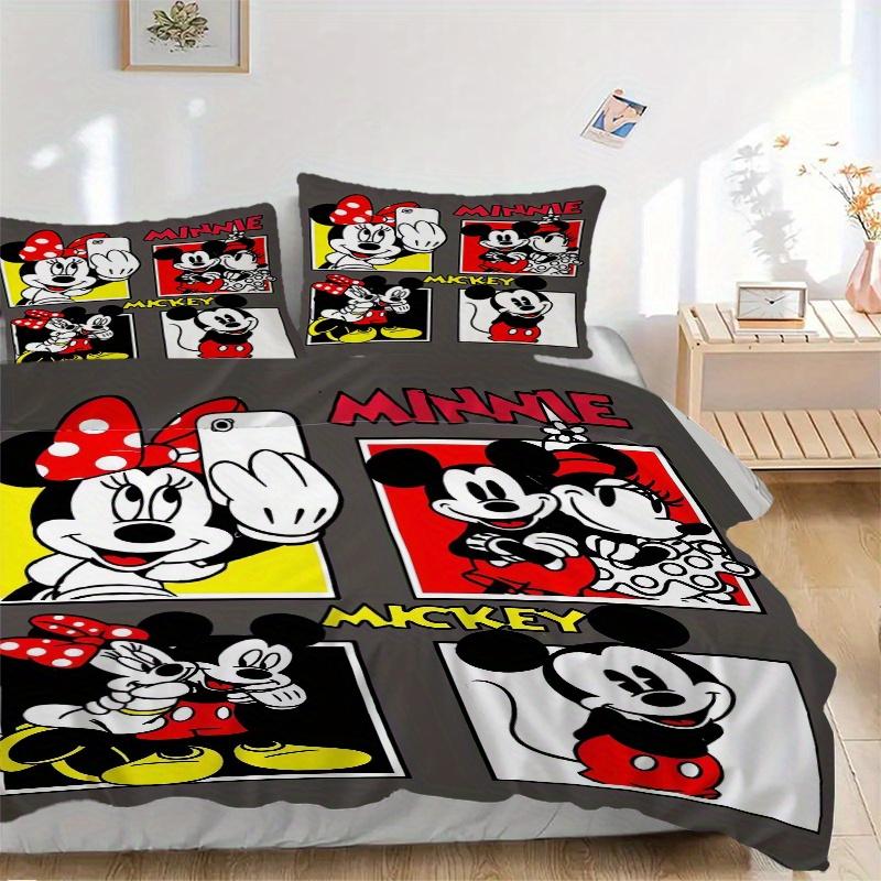 3pcs Disney Series Mickey Minnie Bedding Set - 1 Soft Quilt Cover + 2 Pillowcases, Machine Washable - Suitable for All Seasons, Perfect Gift for