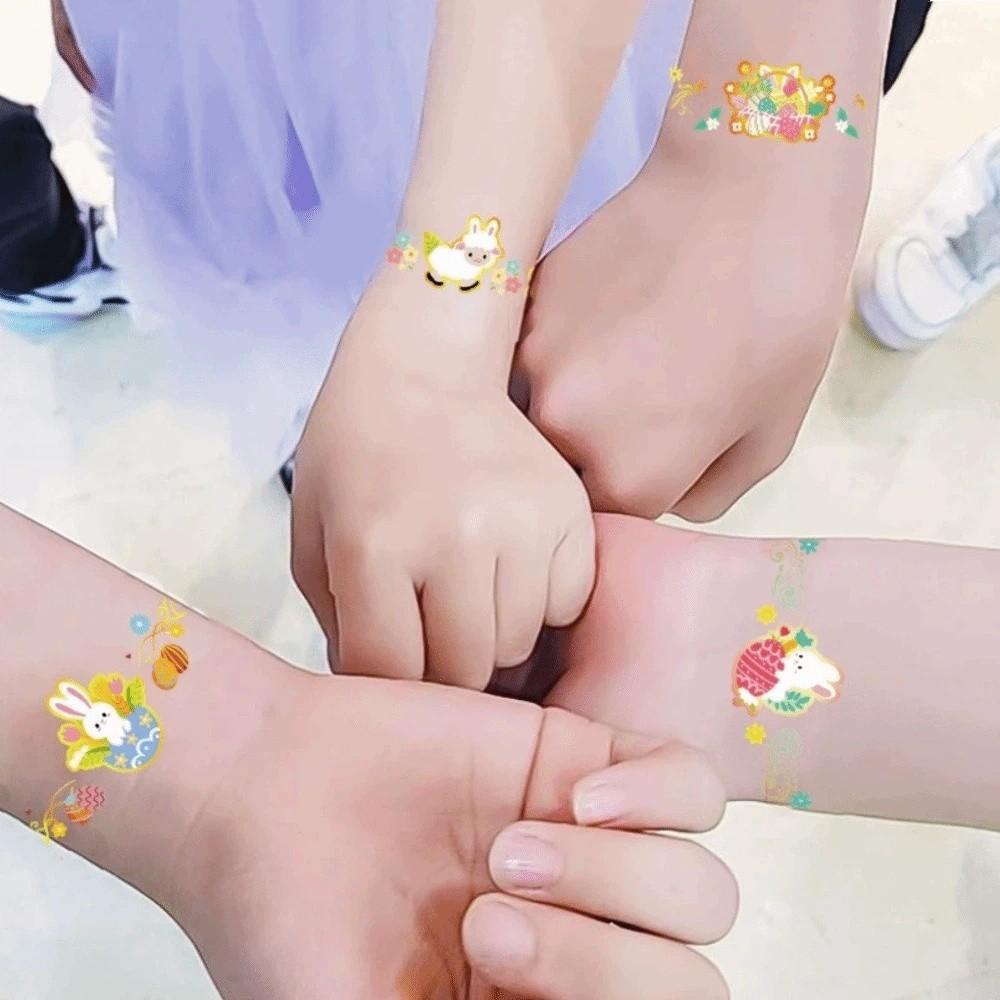 Wrist Arm Face Leg Face Temporary Tattoo Rabbit Carrot Eggs Flower Freckle Tattoo  Easter Day