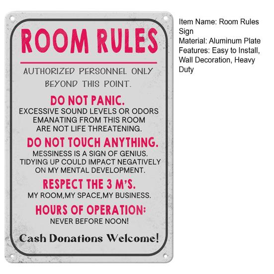 Розовый Комната Правила Знак Подростки Девочки Мальчики Спальня Игровая Комната Общежитие Смешной