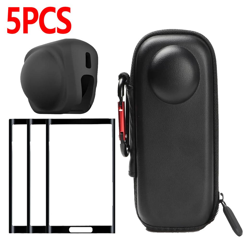 5Pcs Insta360 X5/X4 Accessories Kit - Lens Guards + Storage Bag + Screen Protector Film Anti-scratch
