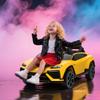 Kids' Electric Car 12V Kids' Car with 2.4 GHz Remote Control, 2 Motors, Horn, LED, Music, 101.5 x 49 x 43 cm, Yellow