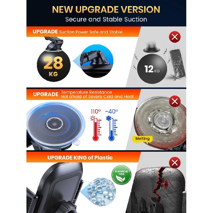 TOPK Super Stable Car Phone Holder, Magnetic Phone Holder Car Dashboard and Air Vent Mount, Compatible with All Smartphones