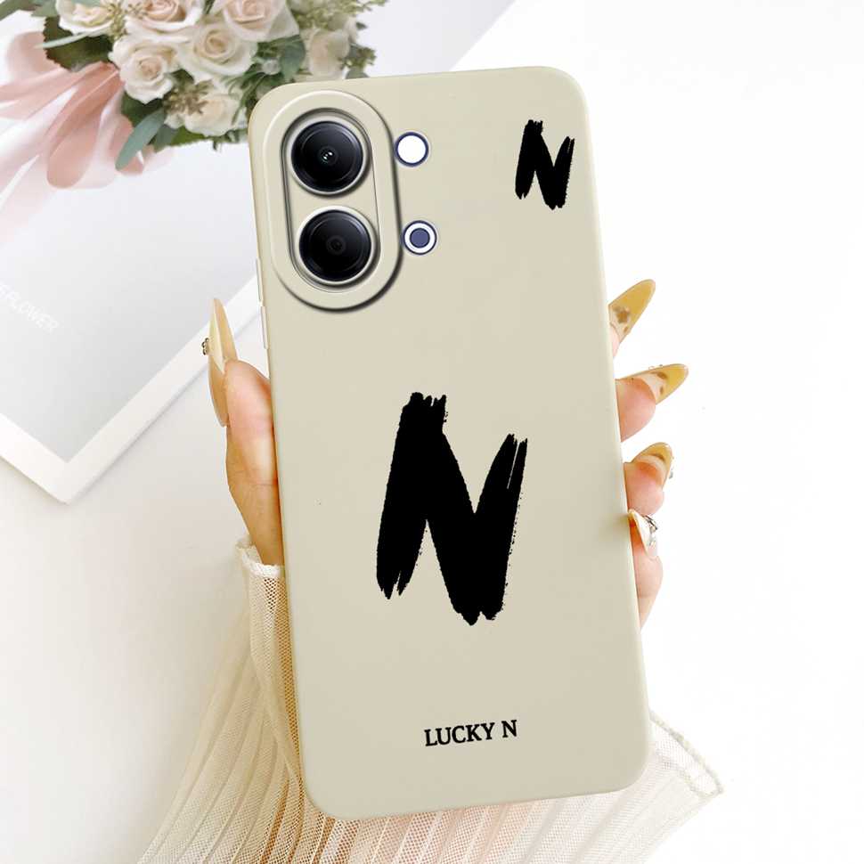 For vivo Y05 4G Case Fashion Simple Letters A-Z Silicone Back Cover For Vivo Y11D VIVO Y05 4G Bumper Phone Cases Shockproof