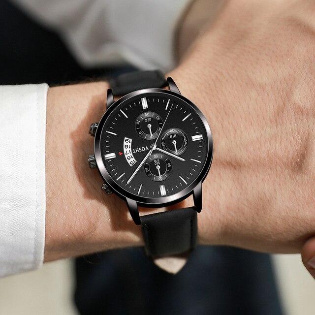 Мужские часы 2024 Элитный бренд Мужские военные спортивные кожаные кварцевые наручные часы Мужские повседневные часы с календарем и датой