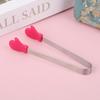 1Pc Silicone Food Tongs Gloves-Shaped Stainless Steel Non-Slip Kitchen Utensil Ice Candy Food Clip Mini Ice Cubestongs