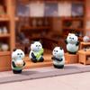 Yousheng 4 шт. Мини-фигурка панды, миниатюрная мультяшная скульптура панды, милая крошечная статуэтка животного из смолы для полки, декора для сказочного сада, забавный подарок для любителя панд