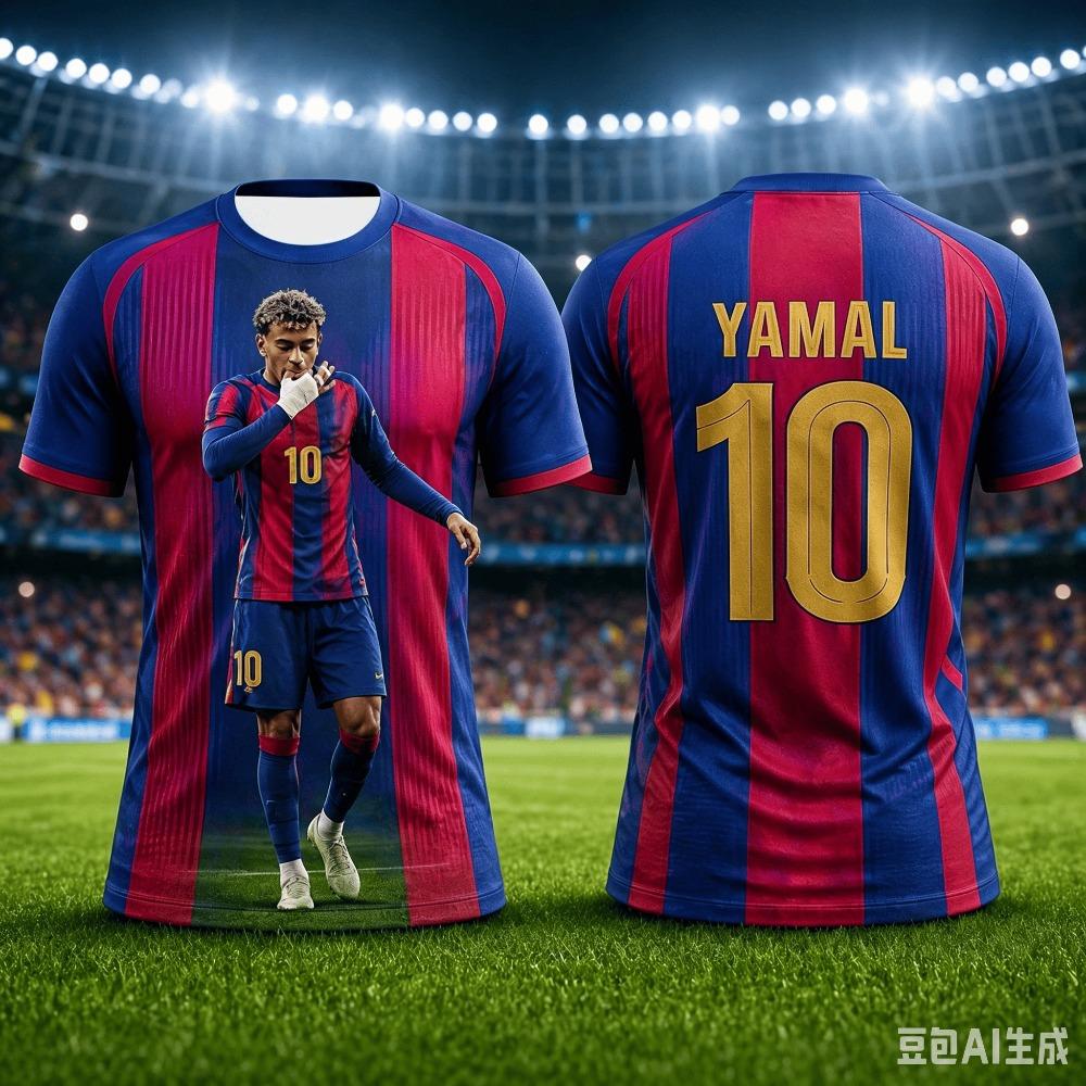 Summer New Model Yamal 3D Printed Children's Sportswear Football Jersey and T-shirt Are Suitable for Daily Exercise